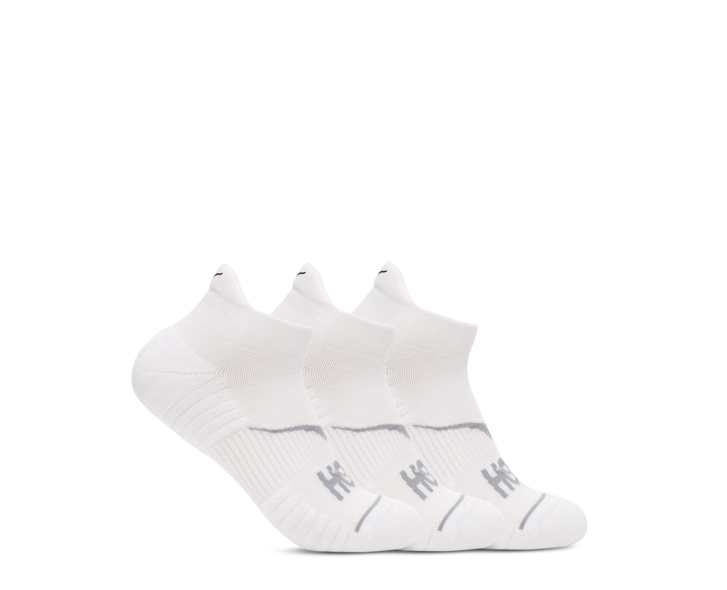 HOKA No-show Run Sock 3-PACK Unisex White — vista superior
