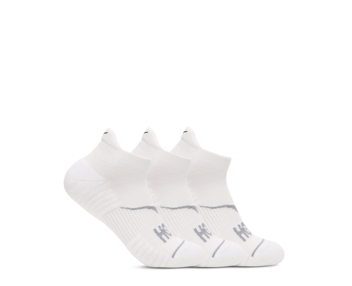 HOKA No-show Run Sock 3-PACK Unisex White — vista superior