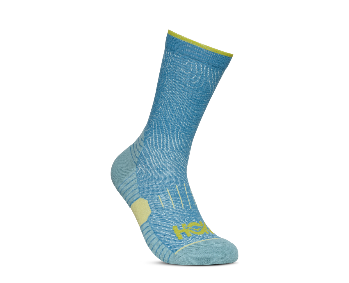 HOKA Crew Run Sock 3-PACK Unisex Alpine Blue Cardamon Ultramarine — vista medial