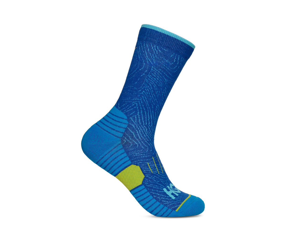 HOKA Crew Run Sock 3-PACK Unisex Alpine Blue Cardamon Ultramarine — vista lateral