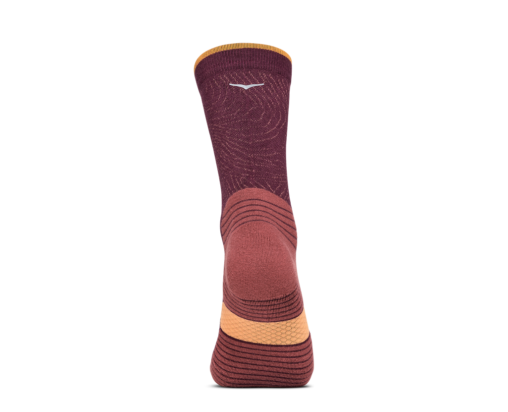 HOKA Crew Run Sock 3-PACK Unisex Truffle Salt Pumpkin Blk Cherry — vista frontal