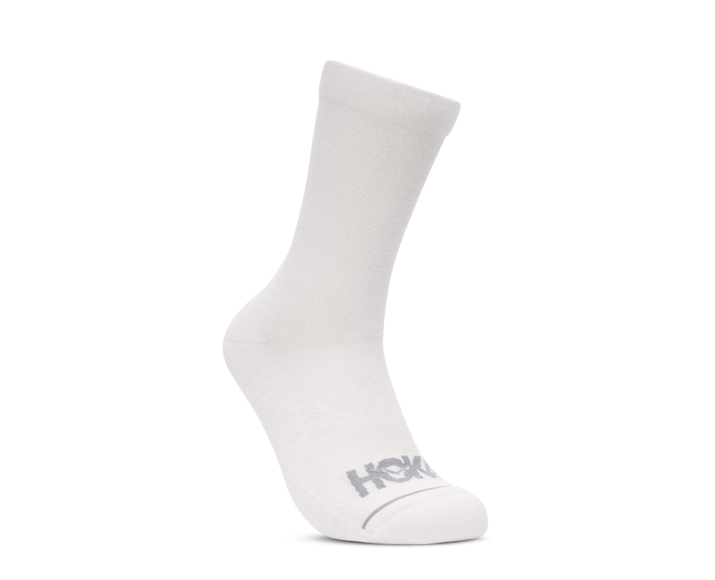 HOKA Crew Run Sock 3-PACK Unisex White White White — vista medial