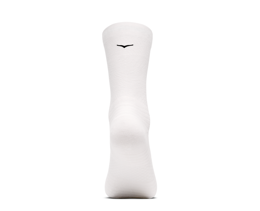 HOKA Crew Run Sock 3-PACK Unisex White White White — vista frontal