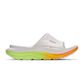 HOKA Ora Recovery Slide 3 Unisex White / Neon Yuzu — vista lateral