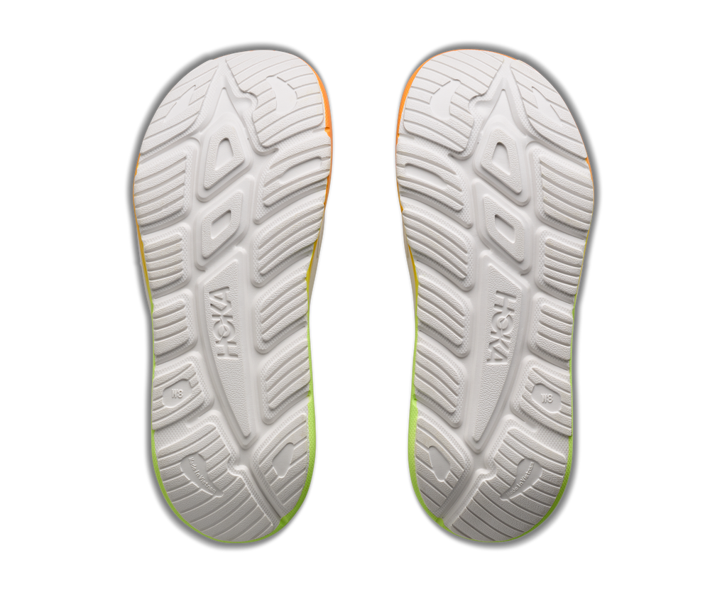 HOKA Ora Recovery Slide 3 Unisex White / Neon Yuzu — suela