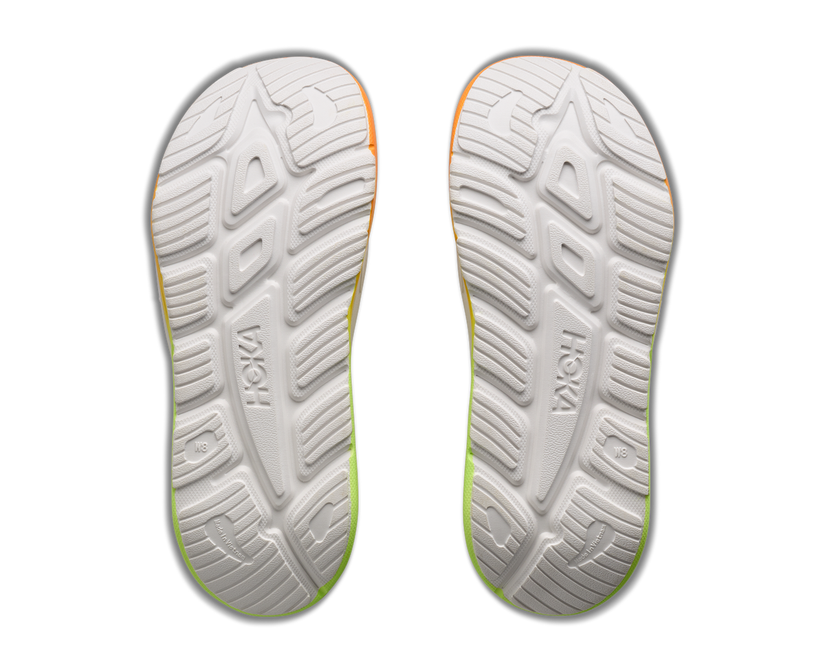 HOKA Ora Recovery Slide 3 Unisex White / Neon Yuzu — suela