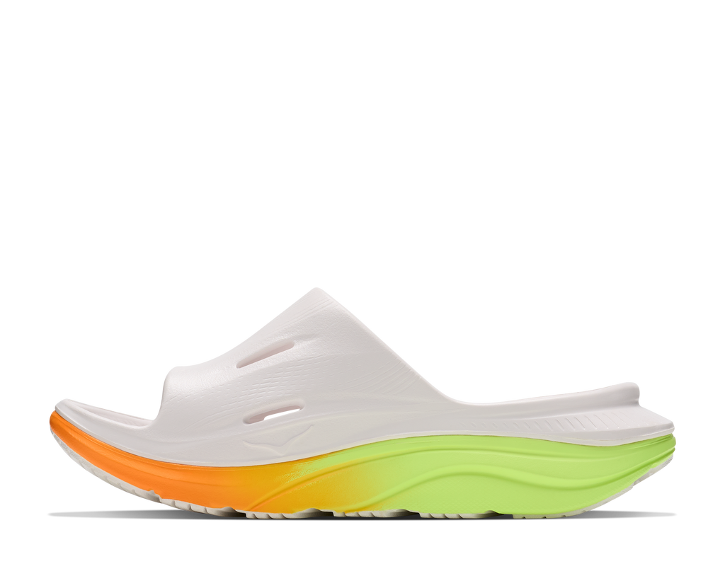 HOKA Ora Recovery Slide 3 Unisex White / Neon Yuzu — detalle