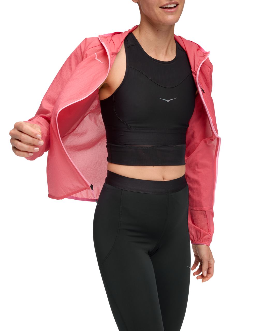 HOKA Skyflow Jacket Mujer Electric Rose — vista tres cuartos