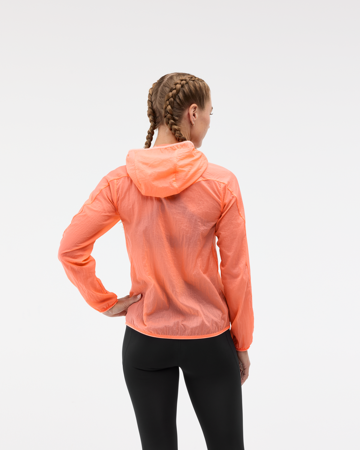 HOKA Skyflow Jacket Mujer Neon Cantaloupe — vista medial