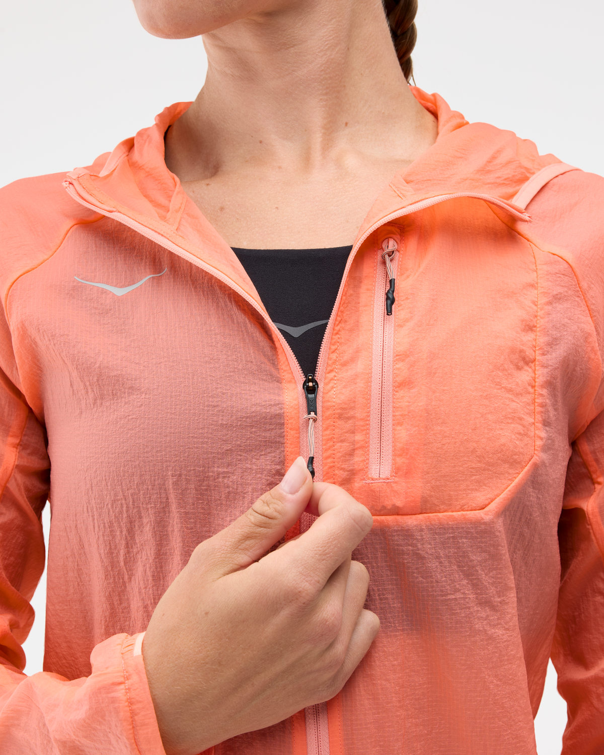 HOKA Skyflow Jacket Mujer Neon Cantaloupe — vista superior