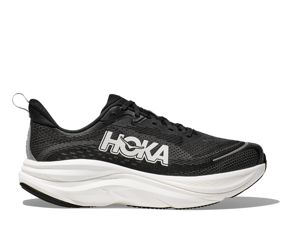 HOKA Skyflow Hombre Black White — vista lateral