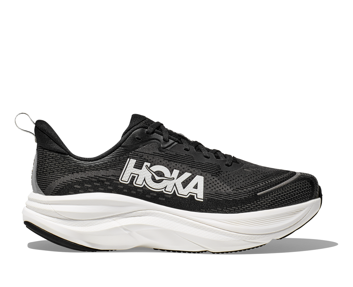 HOKA Skyflow Hombre Black White — vista lateral