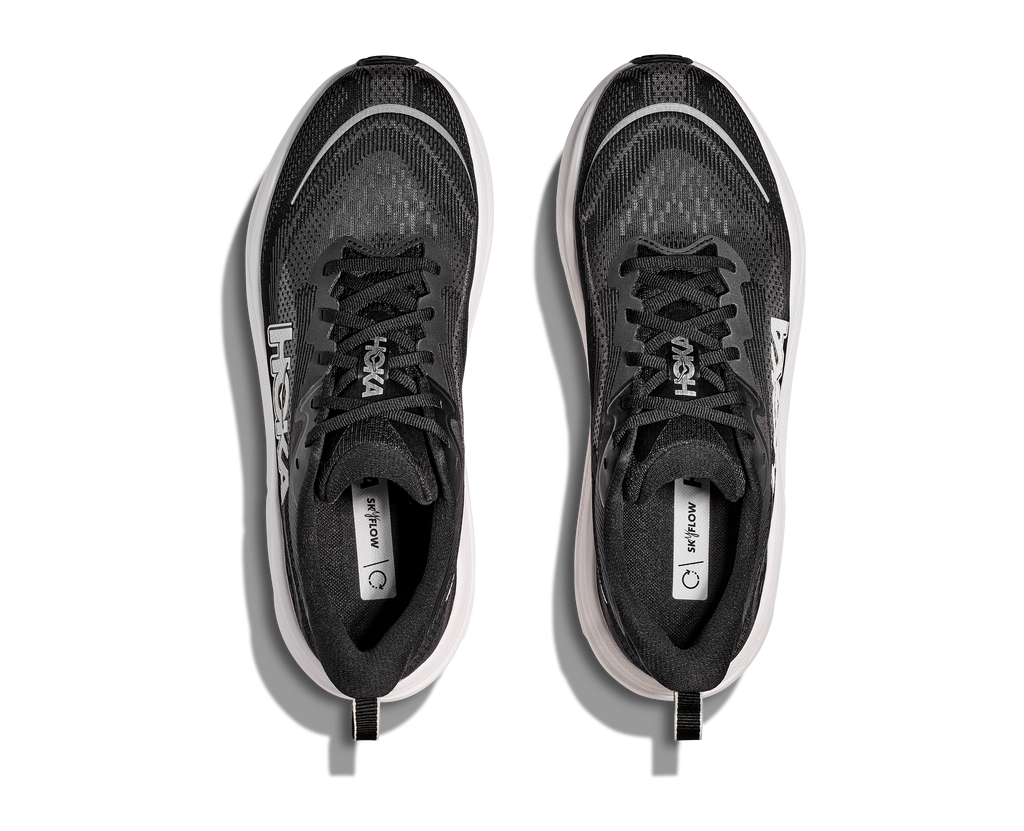 HOKA Skyflow Hombre Black White — vista medial