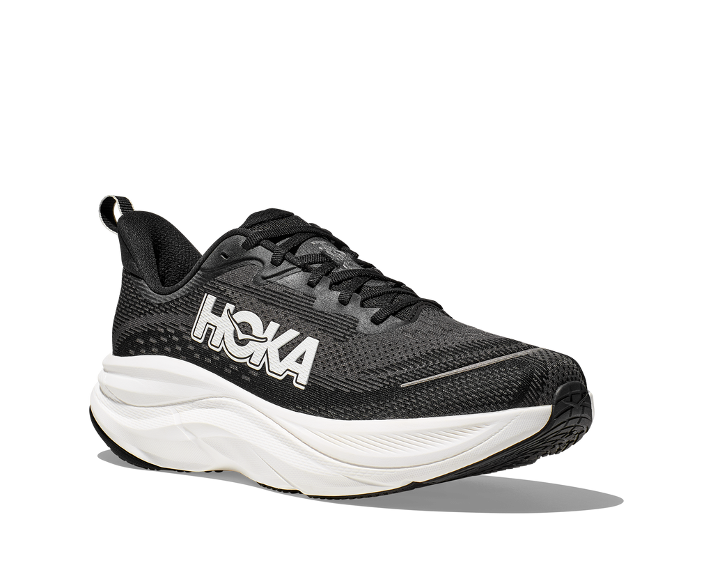 HOKA Skyflow Hombre Black White — vista trasera