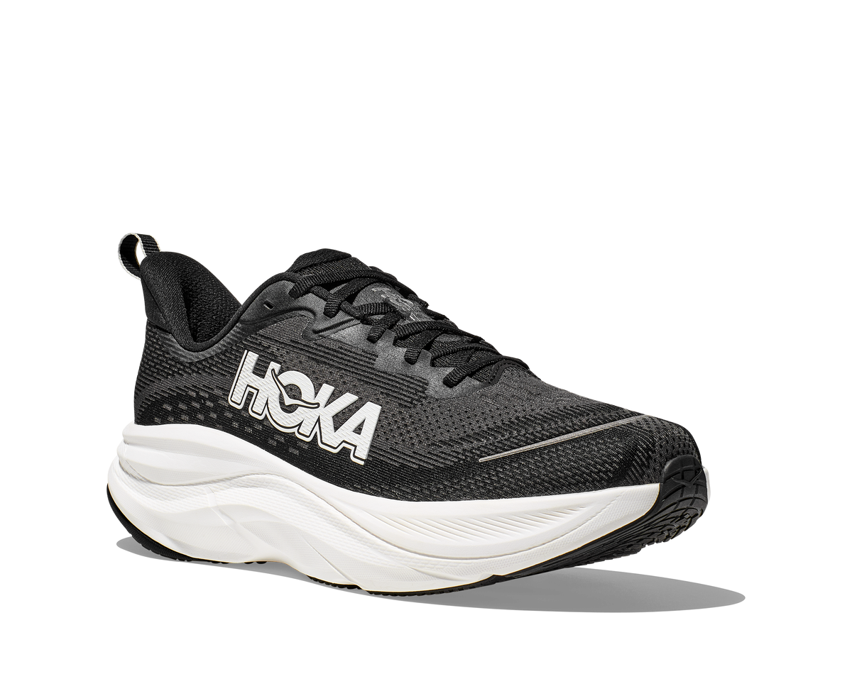 HOKA Skyflow Hombre Black White — vista trasera