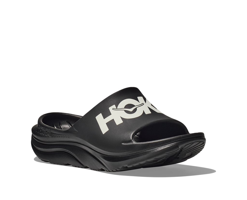 HOKA Ora Athletic Slide Unisex Black White — vista trasera