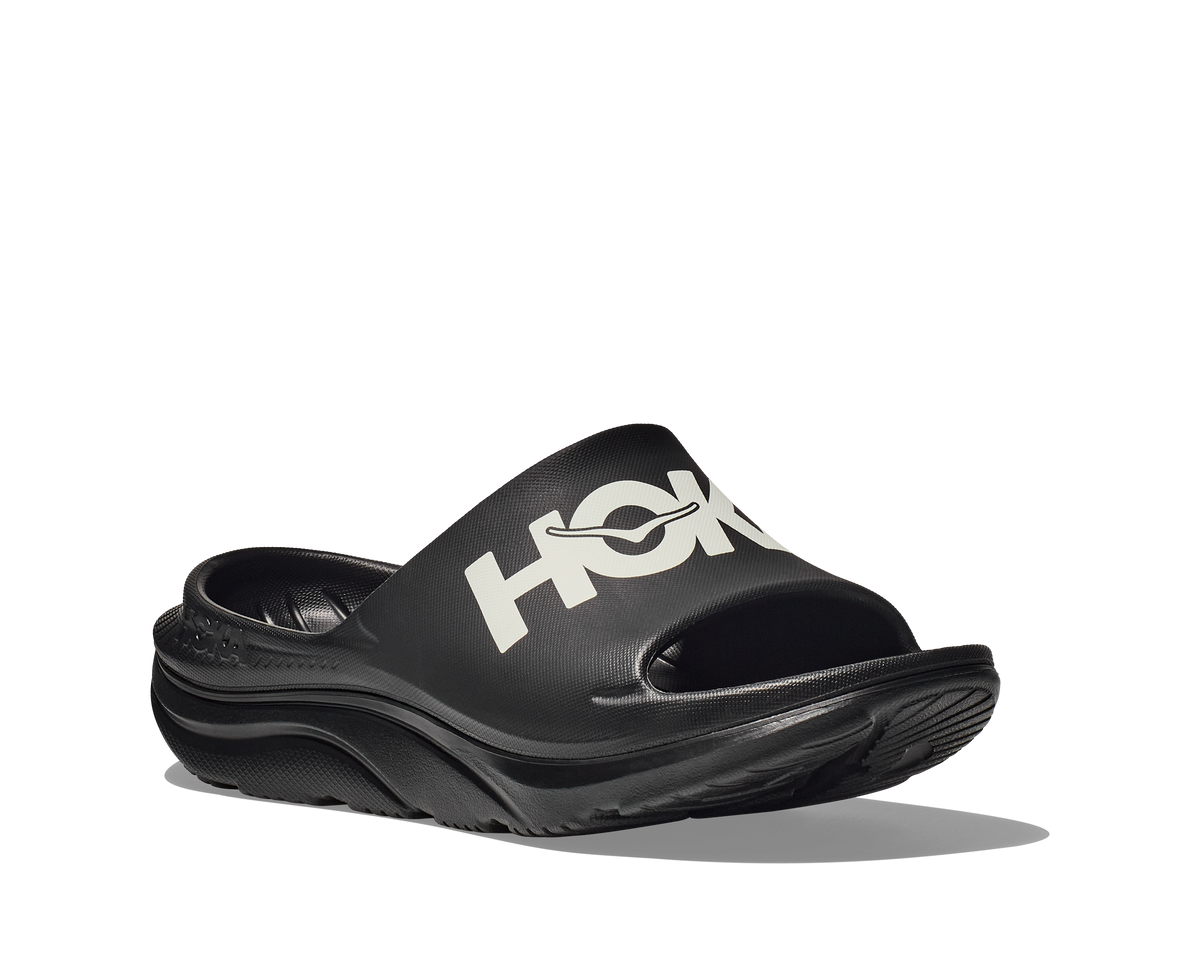 HOKA Ora Athletic Slide Unisex Black White — vista trasera