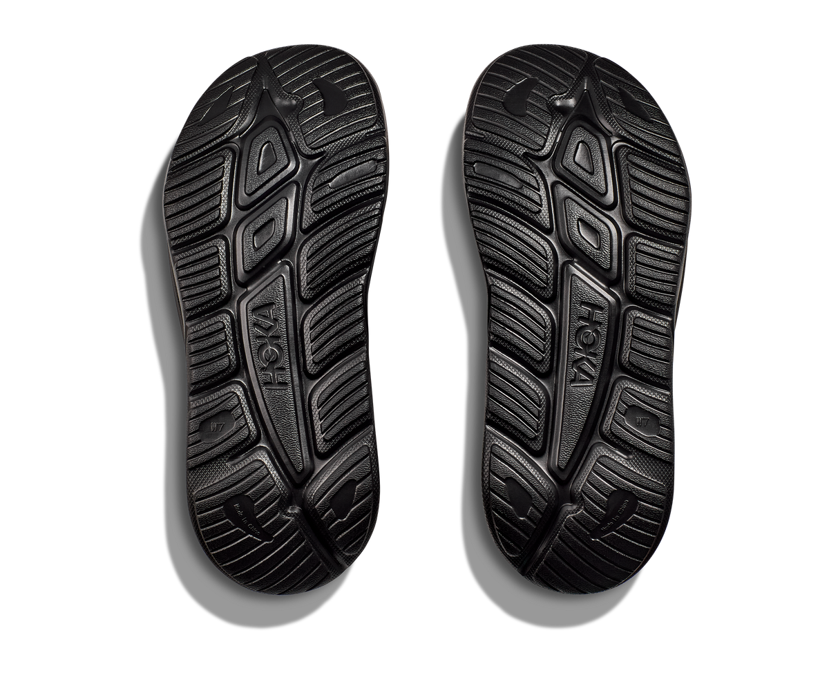 HOKA Ora Athletic Slide Unisex Black White — suela