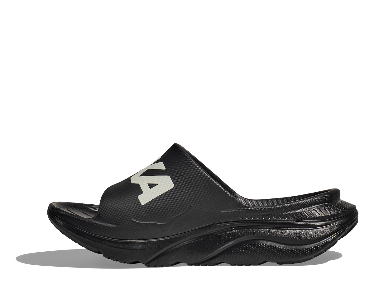 HOKA Ora Athletic Slide Unisex Black White — detalle