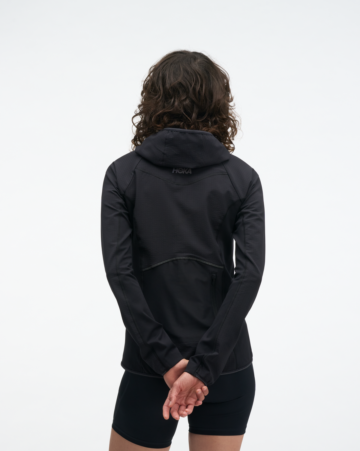 HOKA Skyglow Half-zip Mujer Black / Black — vista medial
