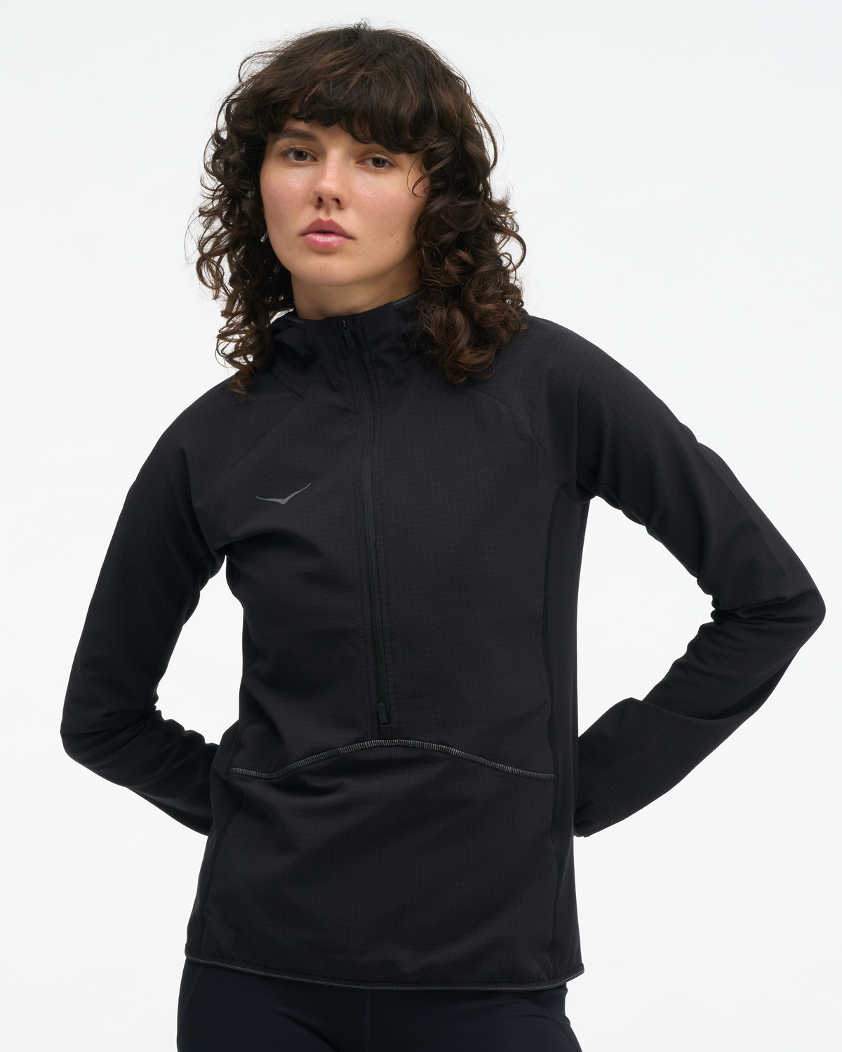 HOKA Skyglow Half-zip Mujer Black / Black — vista tres cuartos