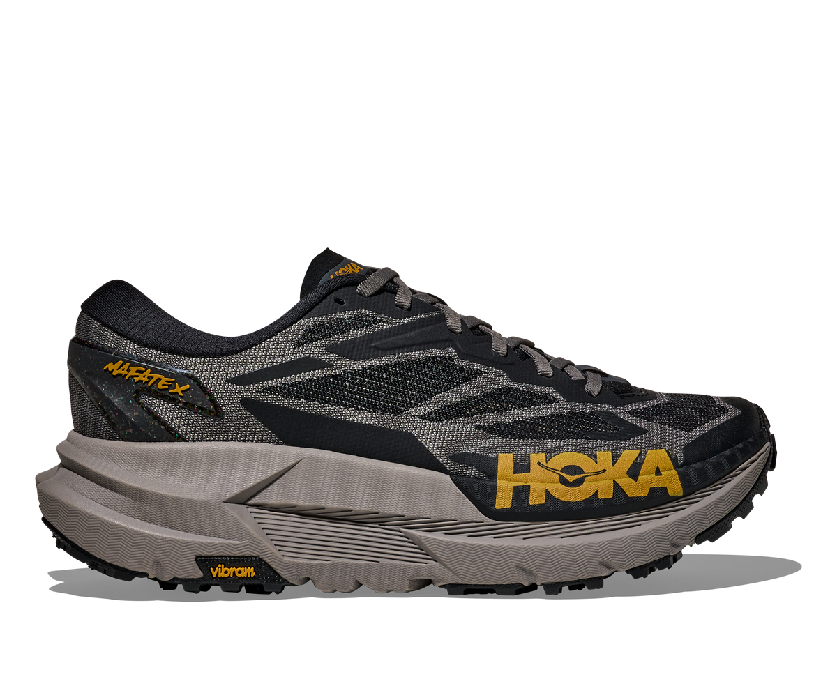 HOKA Mafate X Hombre Black / Cement — vista lateral