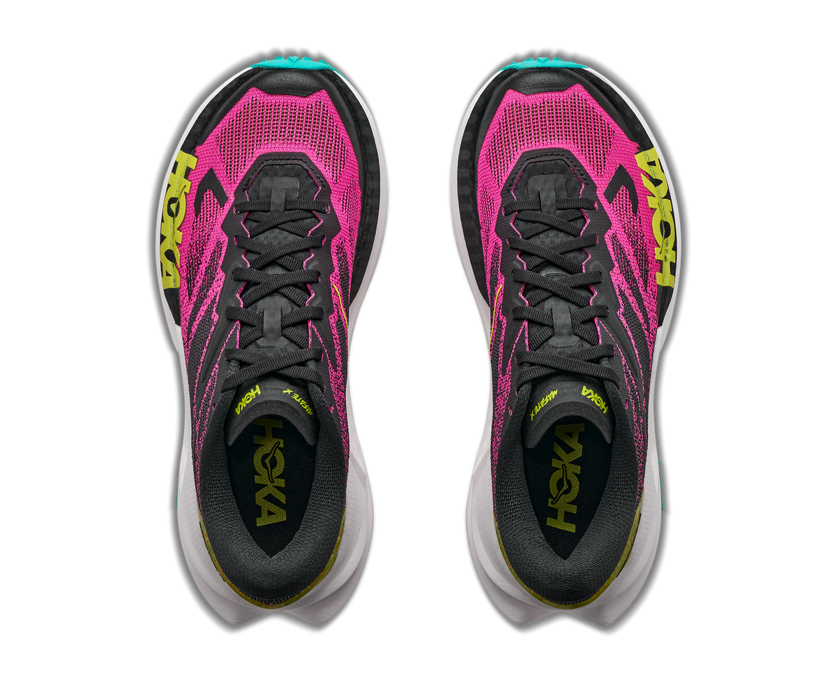 HOKA Mafate X Mujer Black / Neon Dragonfruit — vista medial