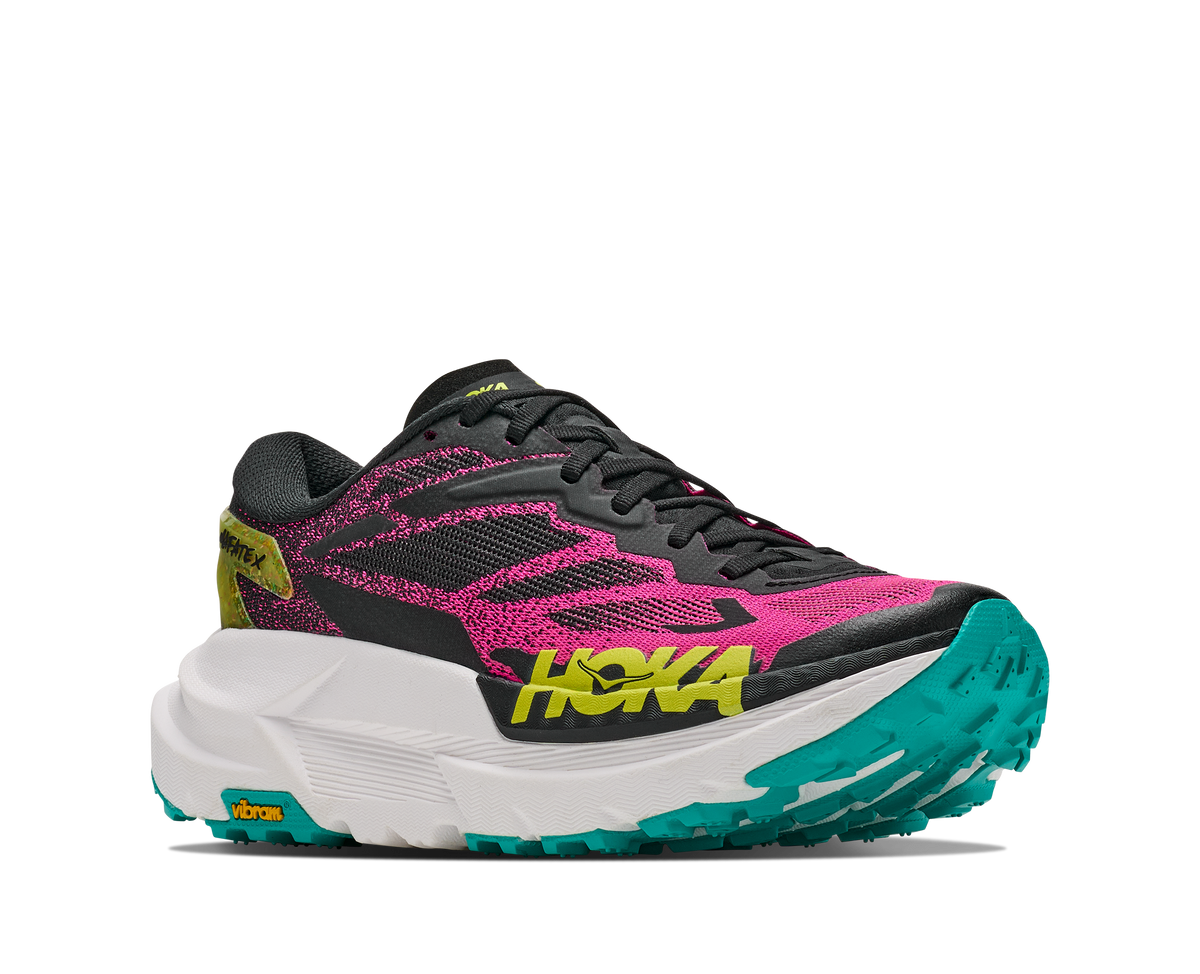 HOKA Mafate X Mujer Black / Neon Dragonfruit — vista trasera