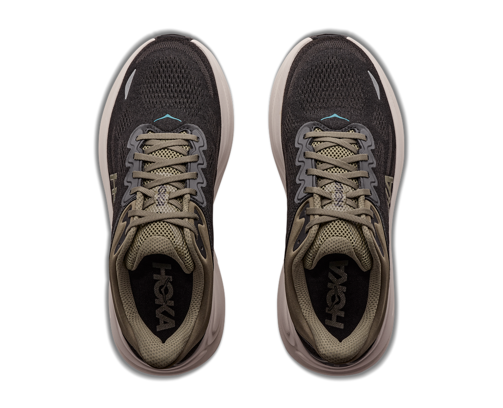 HOKA Bondi 9 Hombre Black / River Rock Grey — vista medial