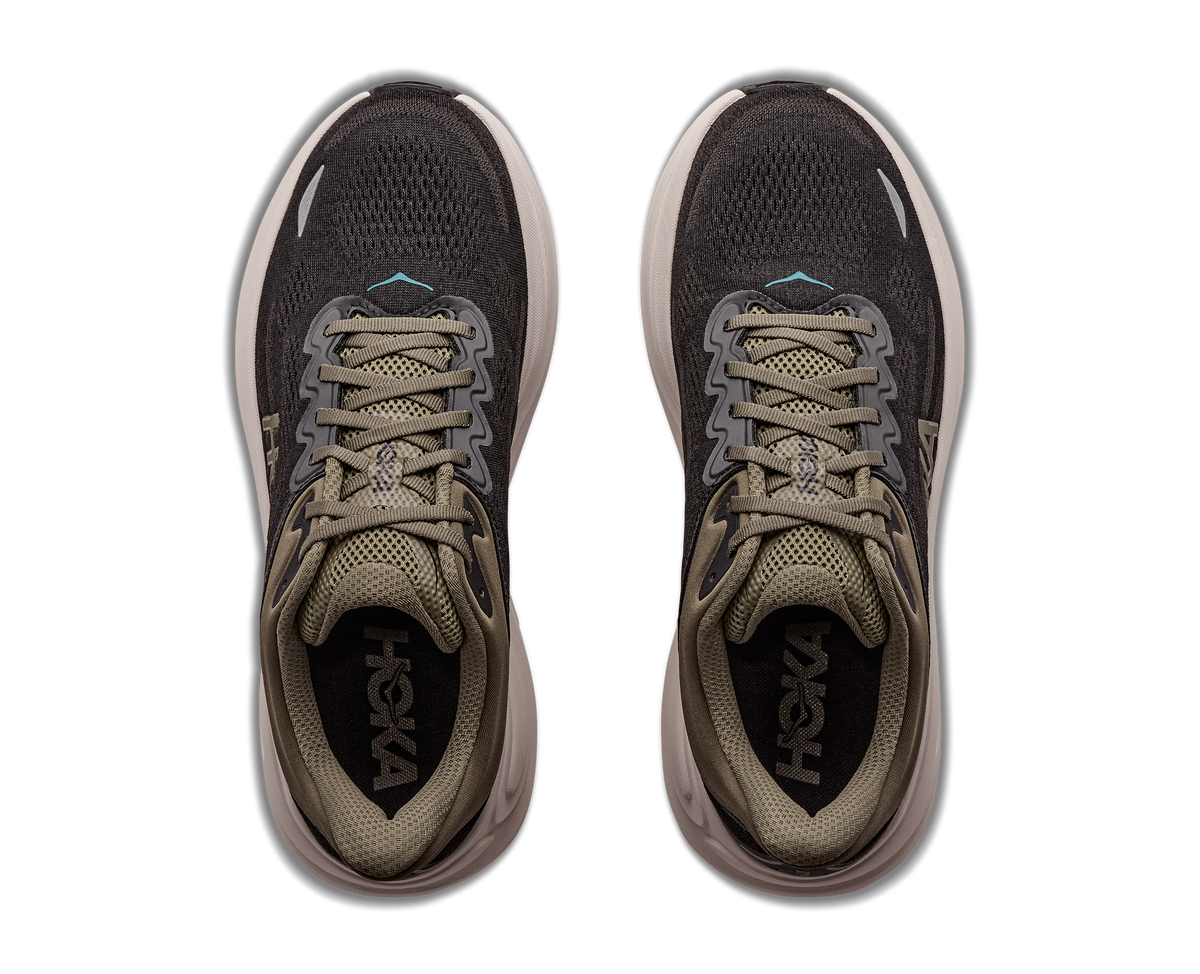 HOKA Bondi 9 Hombre Black / River Rock Grey — vista medial
