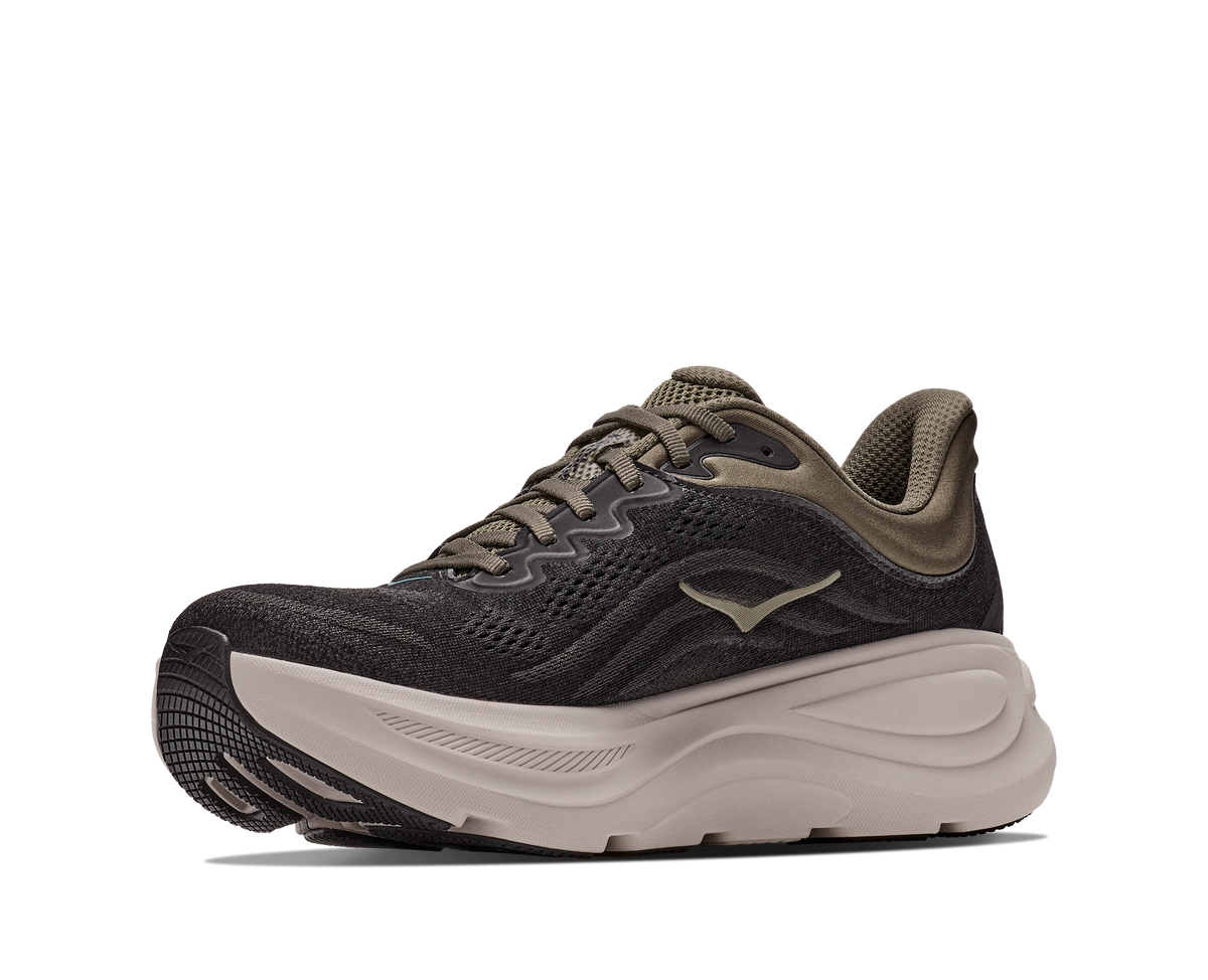 HOKA Bondi 9 Hombre Black / River Rock Grey — vista frontal