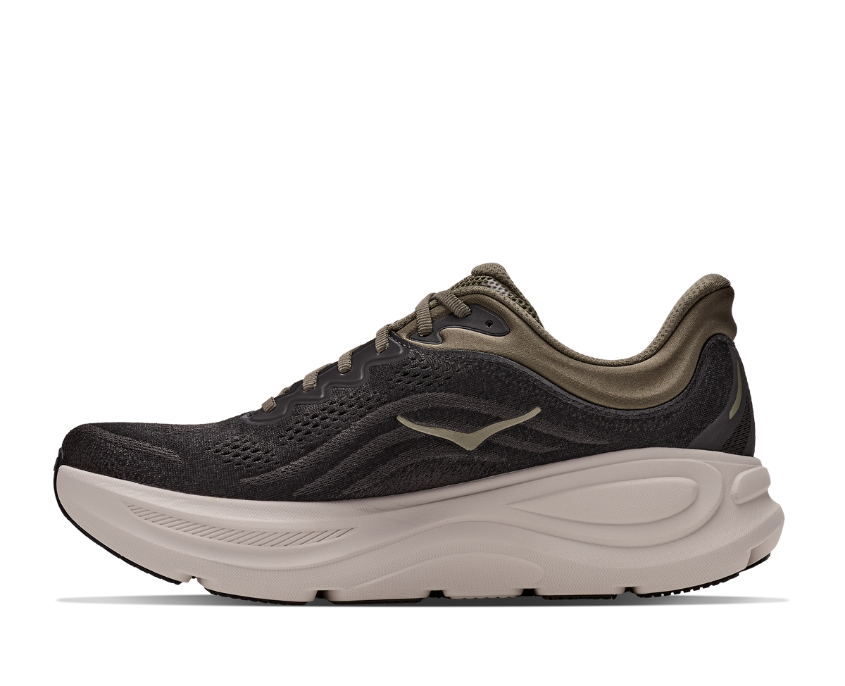 HOKA Bondi 9 Hombre Black / River Rock Grey — detalle