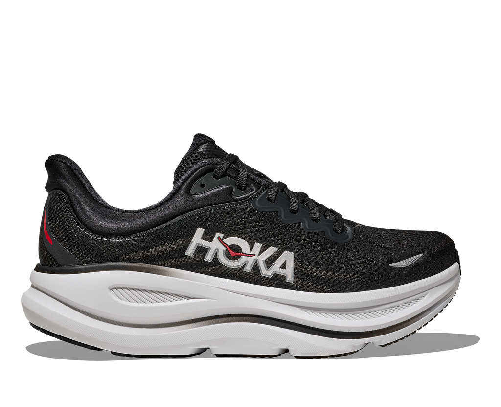 HOKA Bondi 9 Hombre Black / Vermillion — vista lateral
