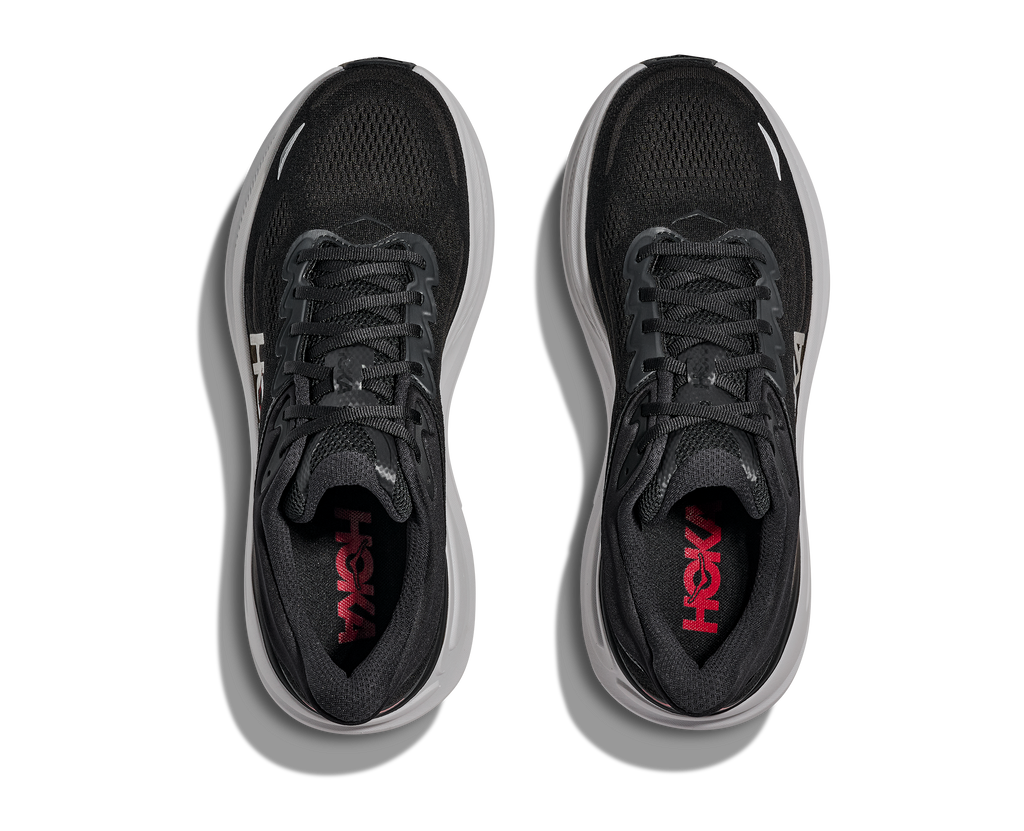 HOKA Bondi 9 Hombre Black / Vermillion — vista medial