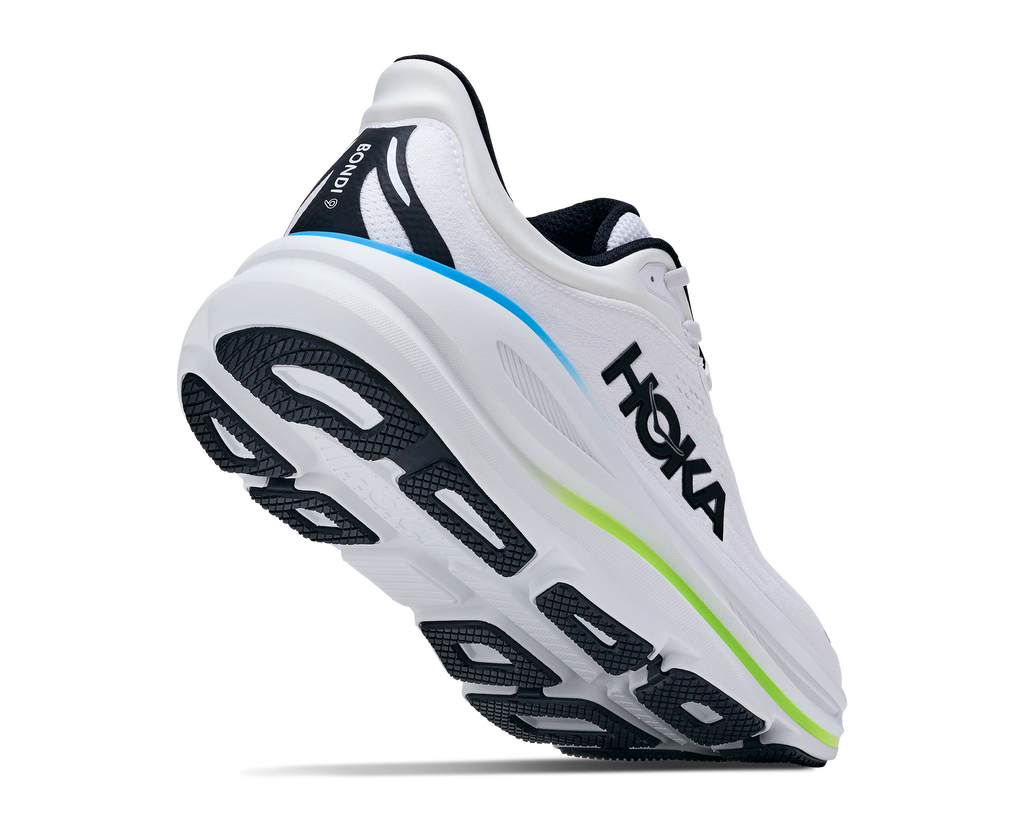 HOKA Bondi 9 Hombre Frost / Black — vista tres cuartos