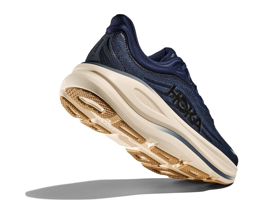 HOKA Bondi 9 Hombre Midnight Blue Varsity Navy — vista tres cuartos