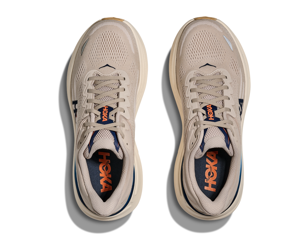 HOKA Bondi 9 Hombre Stucco / Grout — vista medial