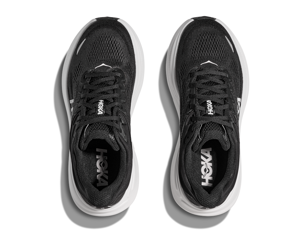 HOKA Bondi 9 Mujer Black White — vista medial