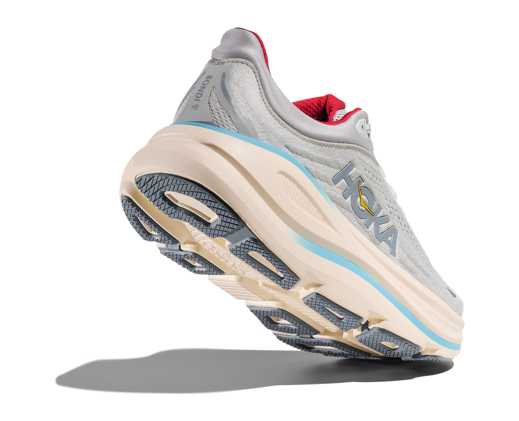 HOKA Bondi 9 Mujer Cosmic Grey / Stardust — vista tres cuartos
