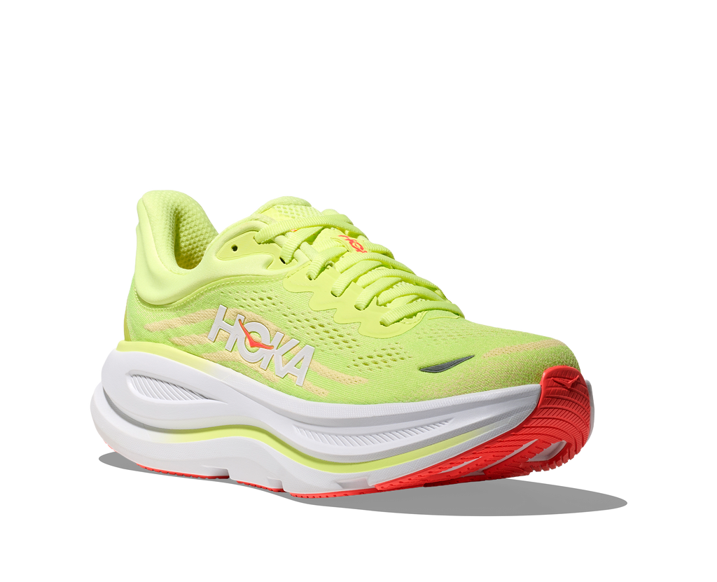 HOKA Bondi 9 Mujer Neon Yuzu Sunlight — vista trasera
