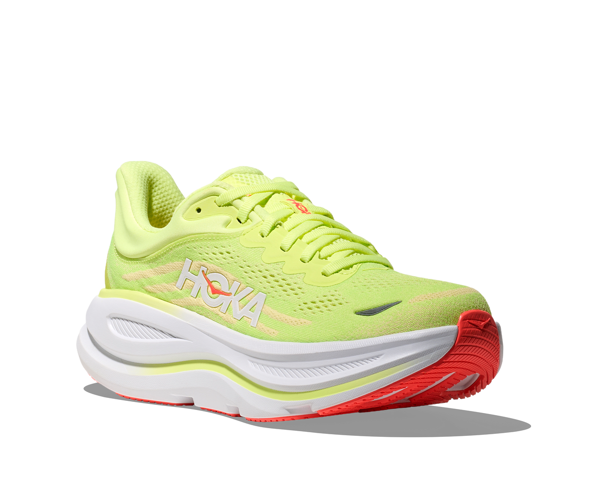 HOKA Bondi 9 Mujer Neon Yuzu Sunlight — vista trasera
