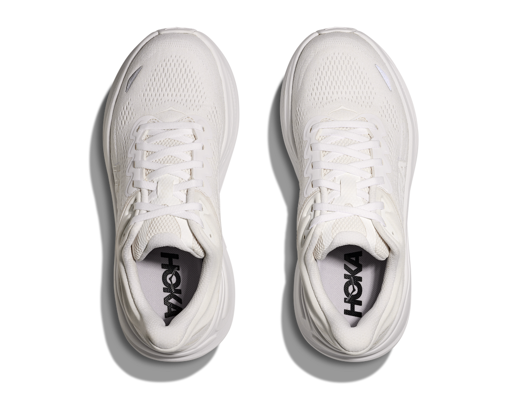 HOKA Bondi 9 Mujer White White — vista medial