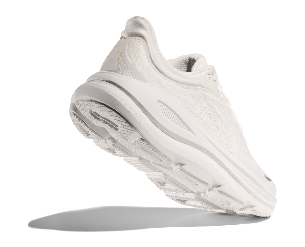 HOKA Bondi 9 Mujer White White — vista tres cuartos