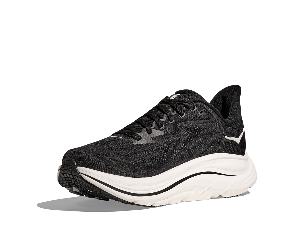 HOKA Clifton 10 Hombre Black White — vista frontal
