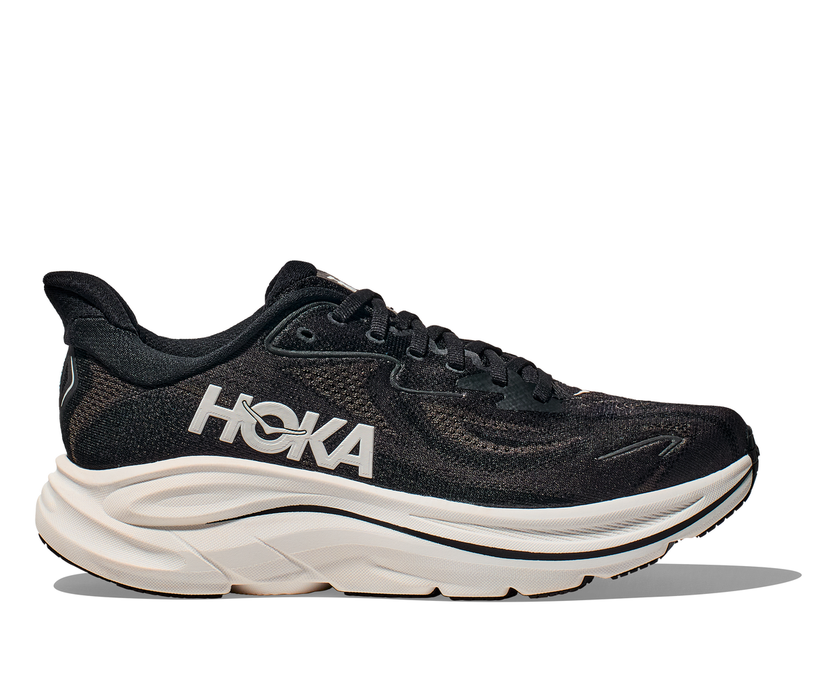 HOKA Clifton 10 Mujer Black White — vista lateral
