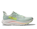 HOKA Clifton 10 Mujer Sea Glass / Neon Flame — vista lateral