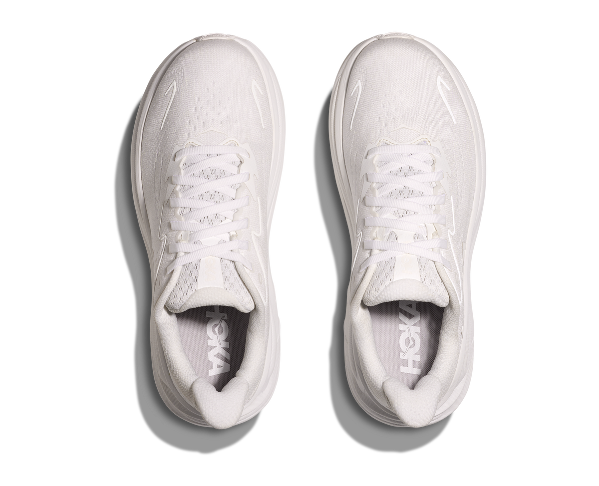 HOKA Clifton 10 Mujer White White — vista medial