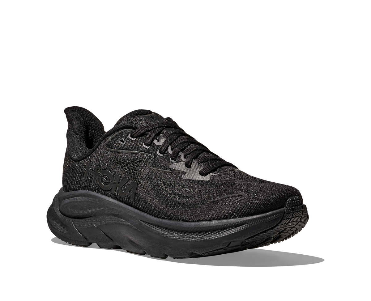 HOKA Clifton 10 Wide Hombre Black Black — vista trasera