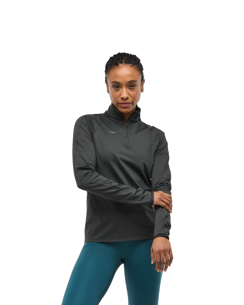 HOKA Glidetech Quarter Zip Mujer Black — vista lateral