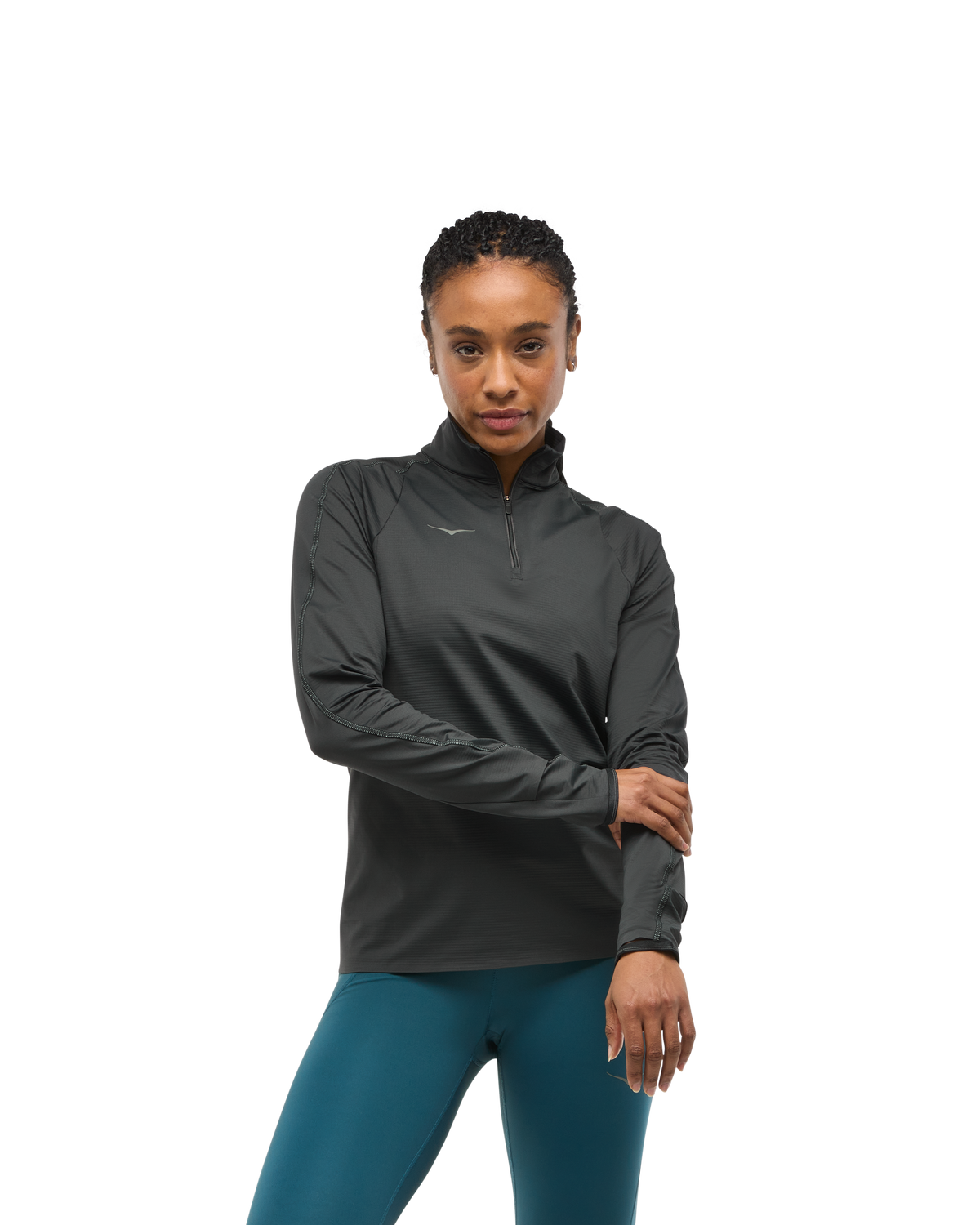 HOKA Glidetech Quarter Zip Mujer Black — vista lateral